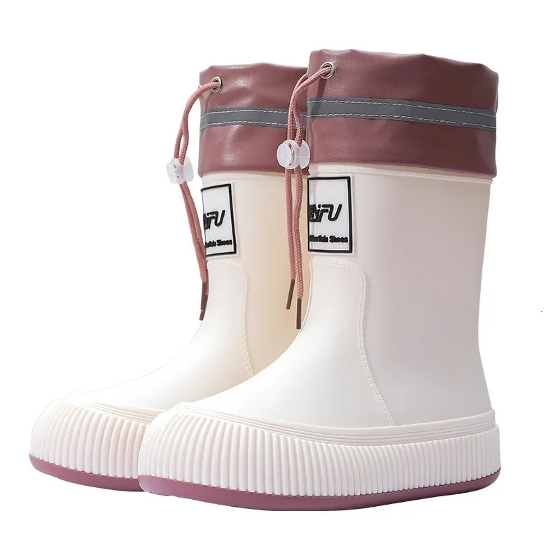 Womens Mid Calf Rain Boots Collar Muck Boots Ultra Lightweight Portable Garden Shoes 250317