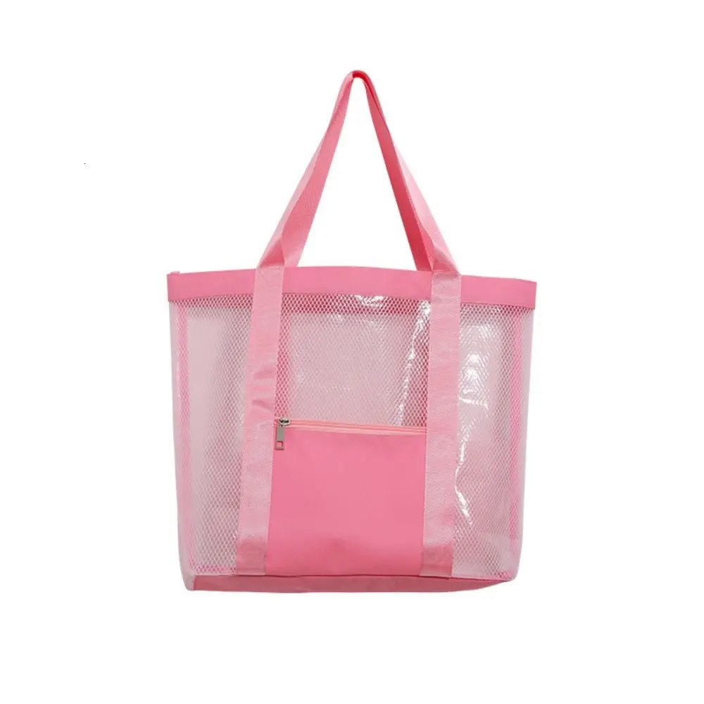 Cute PVC Beach Tote Bag Storage Bag Handbag Transparent Mesh Bag Summer Shoulder Pouch Travel Shoulder Bag Washing 250320