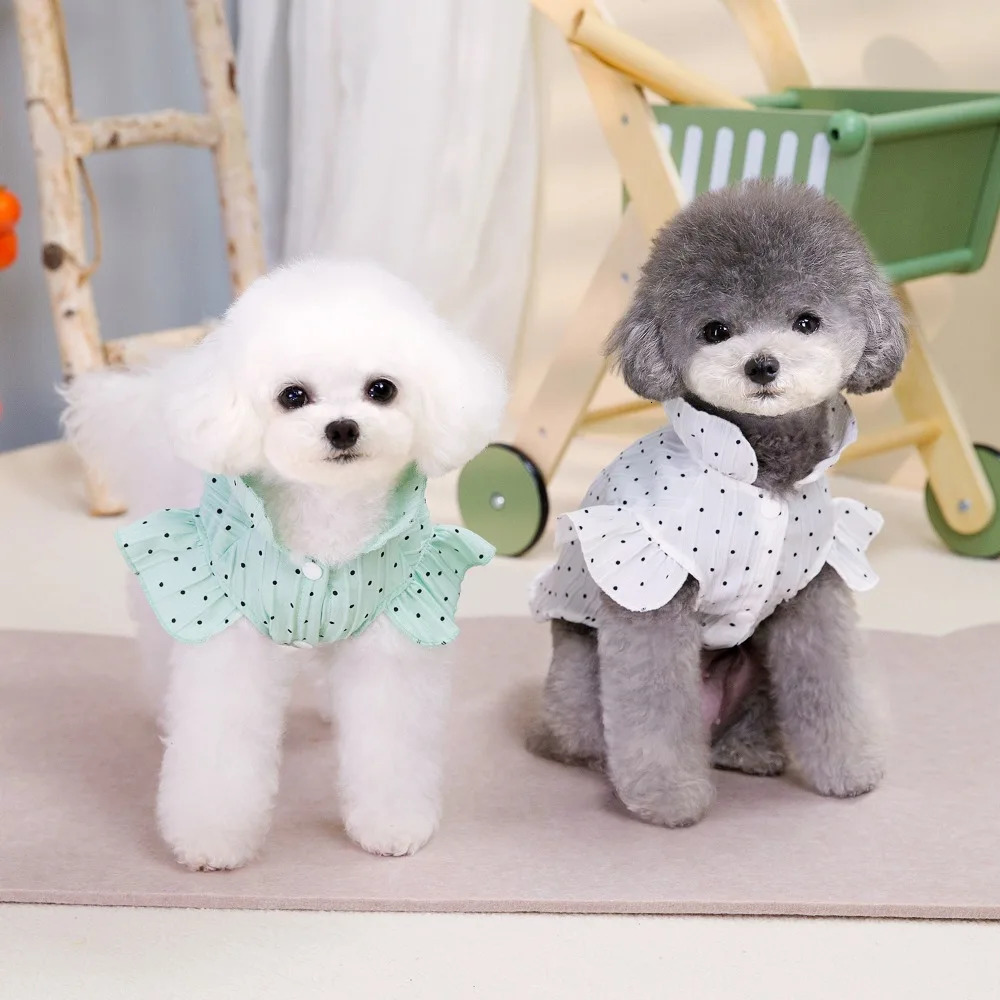 Dog T-Shirt Pet Clothes Spring and Summer Dotted Shirt 250318