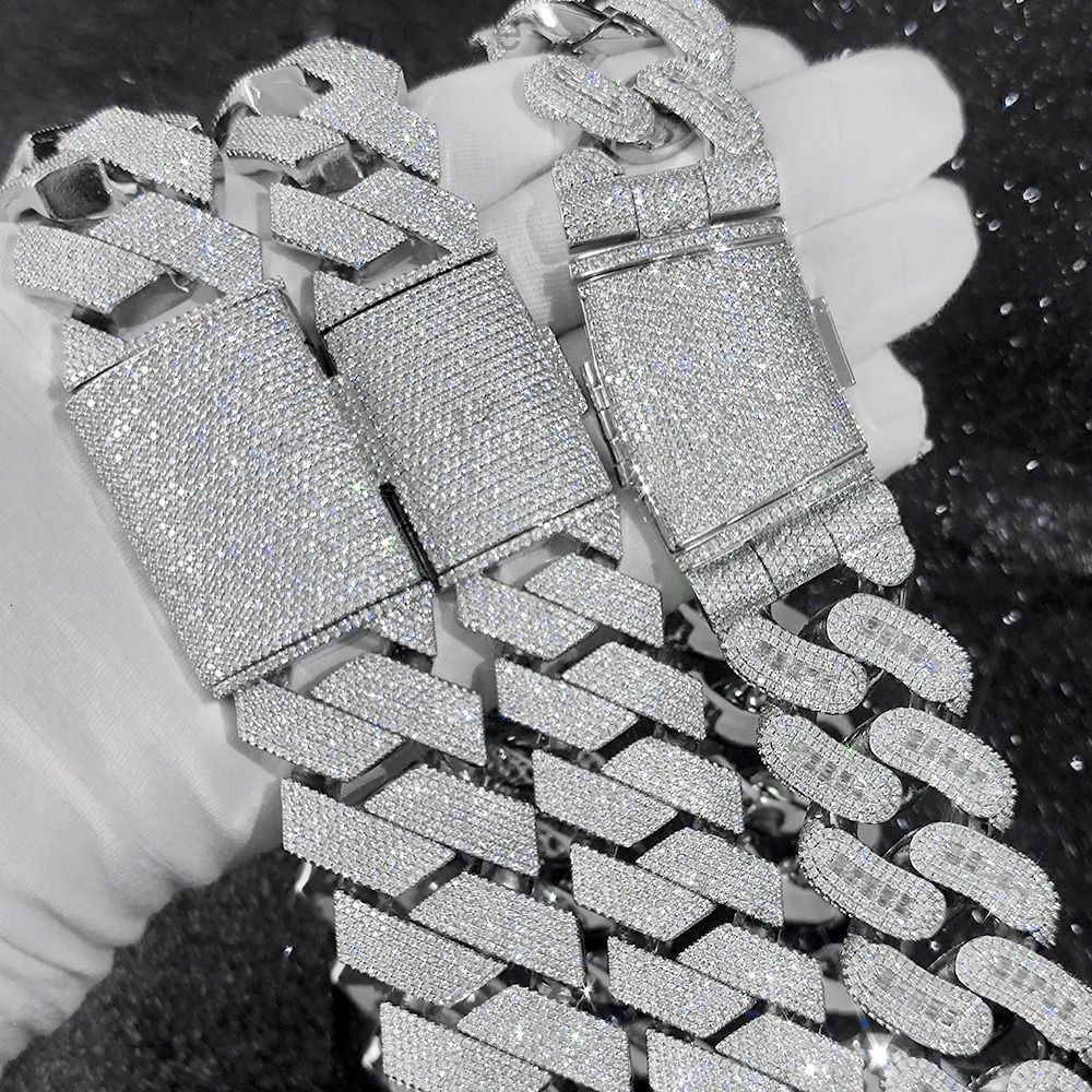 Hip Hop Jewelry 29mm Rectangle Zircon Dia k Necklace Men Iced Out Bg CZ Cuban Chain