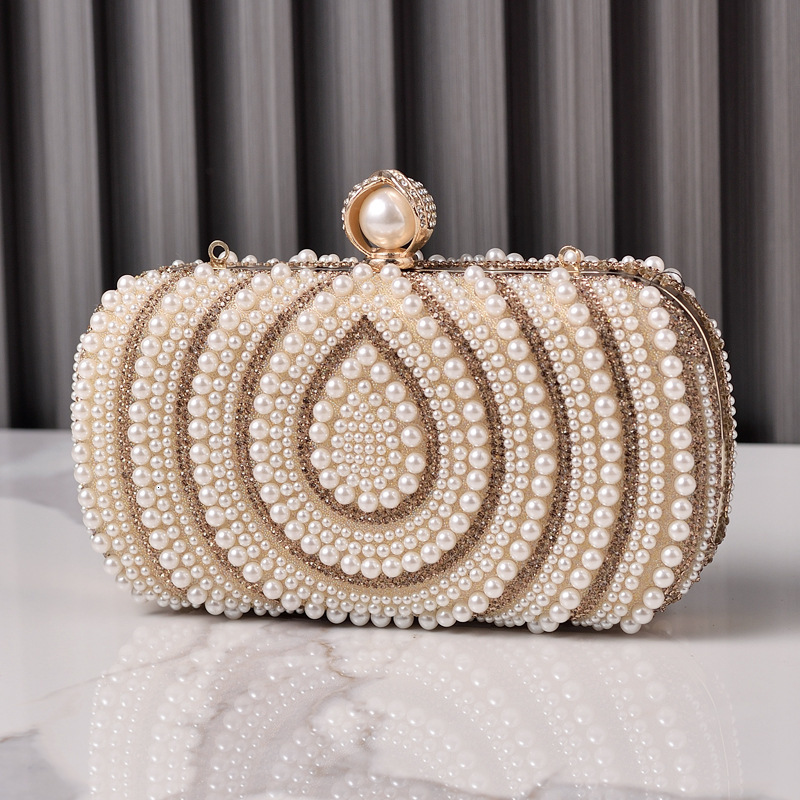 Elegant Vintage Pearl Evening Clutch Designer Wedding Handbag For Women European American Fashion Purses Ladies Handbags R250321