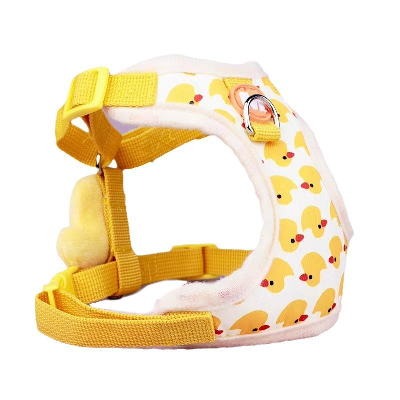 Cartoon Duck Dog Harness and Leash Set Adjustable Puppy Collar Strap Pet Cat Harness Vest for French Bulldog Walking Accessories