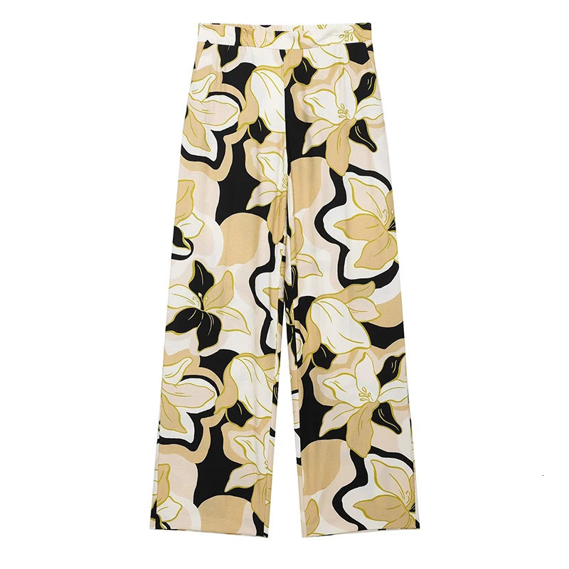 RAFZNB High Waist Wide Leg Pants Sets For Women 2 Pieces Print Shirts Top Womens Suit Two Piece Set Women Outfit 250320