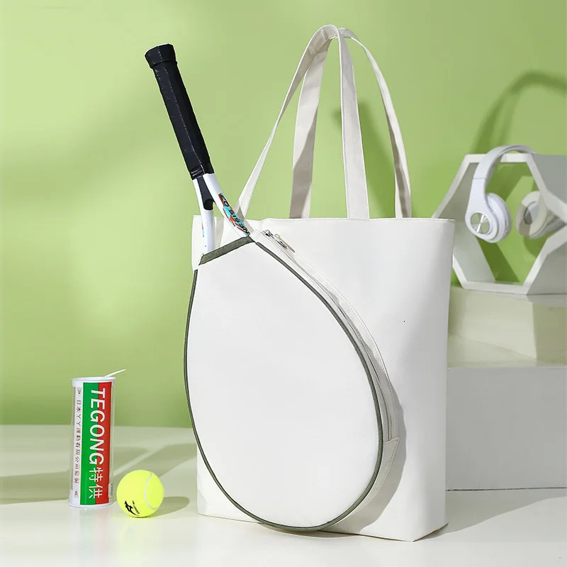 White Tennis Bag Female Single Shoulder Bag Portable Tennis Racquet Bag Tenis Large Capacity Canvas Tennis Racket Bag Waterproof 250320