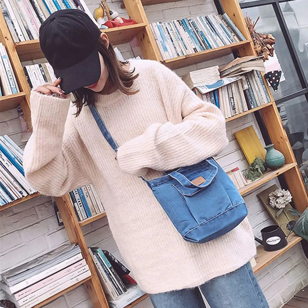 Cowboy jeans shoulder bag cool girl handbag fashionable cross shaped 250317