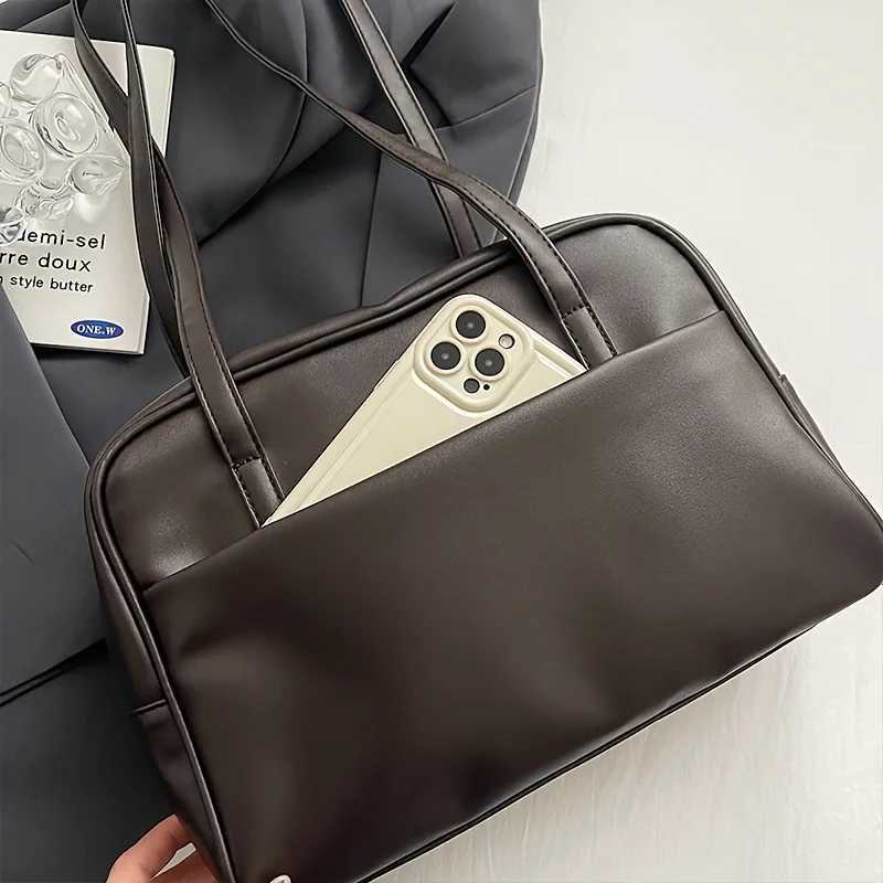 Preppy Retro Trend Womens Large Capacity Commuter One-Shoulder Underarm Korean Advanced Design Briefcase Y250320