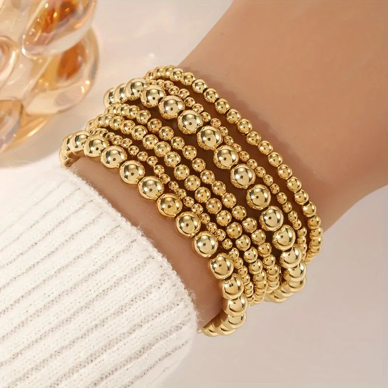 Vintage CCB Bead Beaded Bracelet Creative Flat Bead Star Bead Bracelet Set for Womens Bohemian Daily Versatile Jewelry Gifts 250318