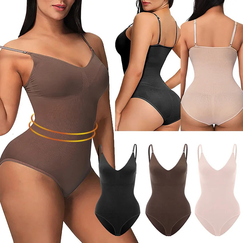 Seamless Shapewear Bodysuit For Women Tummy Control Butt Lifter Body Shaper Invisible Under Dress Slimming Strap Thong Underwear 250321