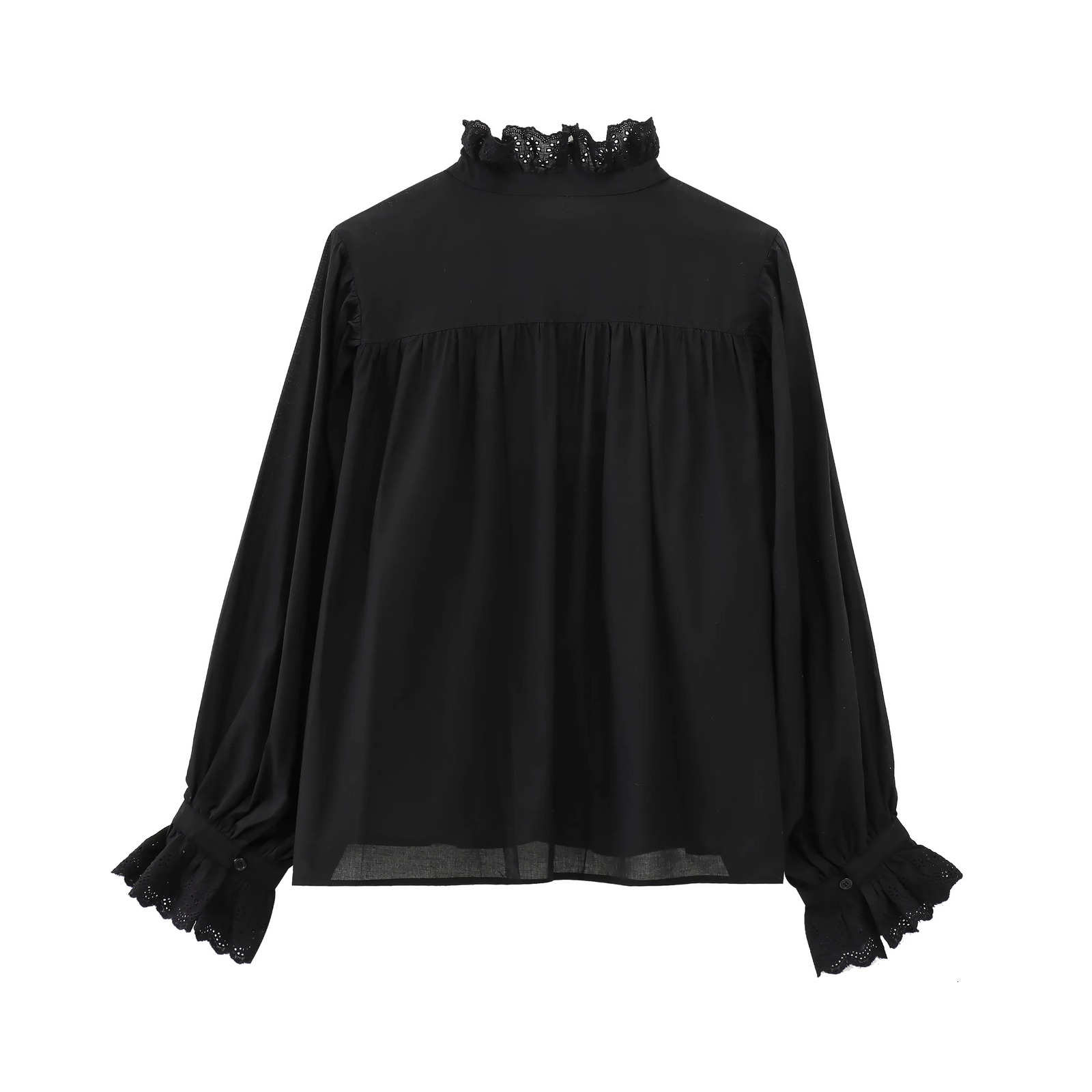 Womens embroidered shirt breathable womens clothing spring casual hollow womens shirt long sleeved top womens shirt 250320