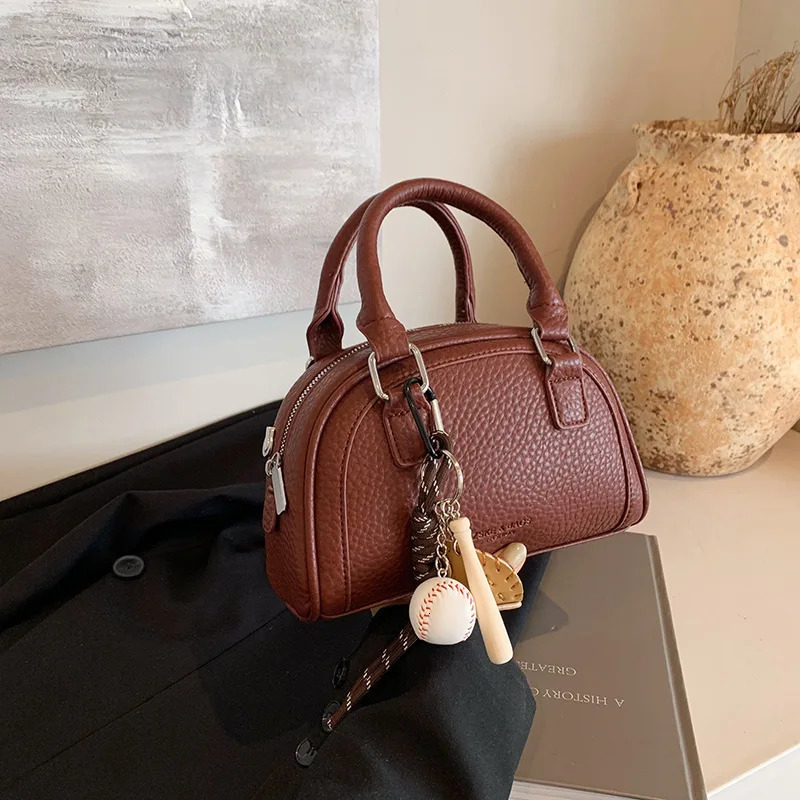 Small autumn and winter fashionable handheld bowling bag single shoulder cross body 250317