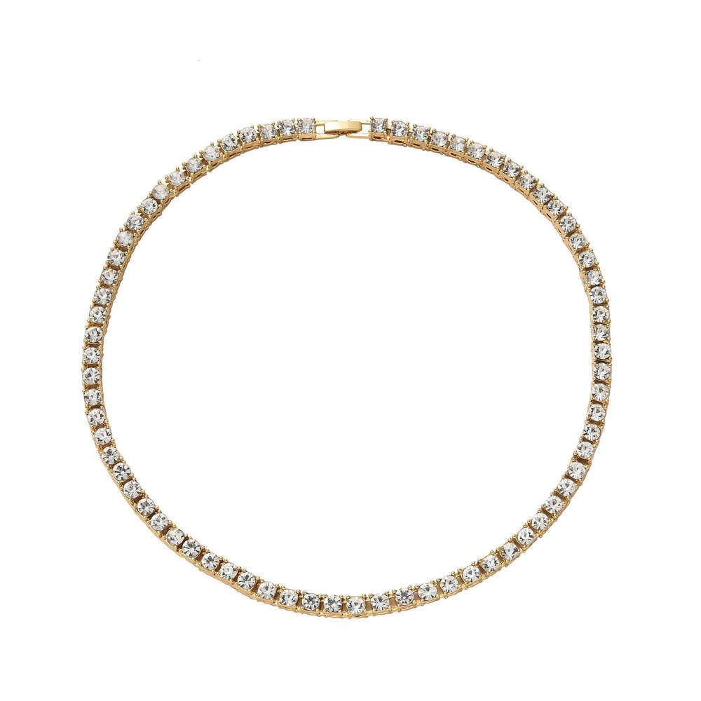 5mm round tennis necklace, high-end niche accessories, men's and women's alloy hip-hop style jewelry necklace
