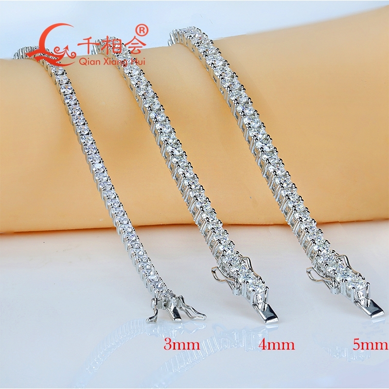 3mm 4mm 5mm 6.5mm Luxury Tennis Bracelet S925 Sterling Silver D vvs white Moissanite jewelry Men Women gift GRA gift party