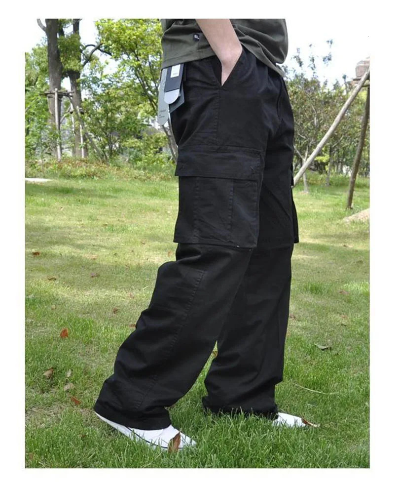 Men Plus Large Size Cargo Pants Cotton Straight Oversize Tracksuit Wide Leg Tactical Baggy Trousers Spring Summer 5XL 6XL Z1 250320