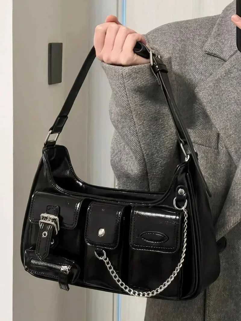 Richme Punk Bolso Mujer Fashion 2023 Trend New Design Chain Cross Shoulder Bag Harajuku Y2k PU Personalized Womens Bag Y250320