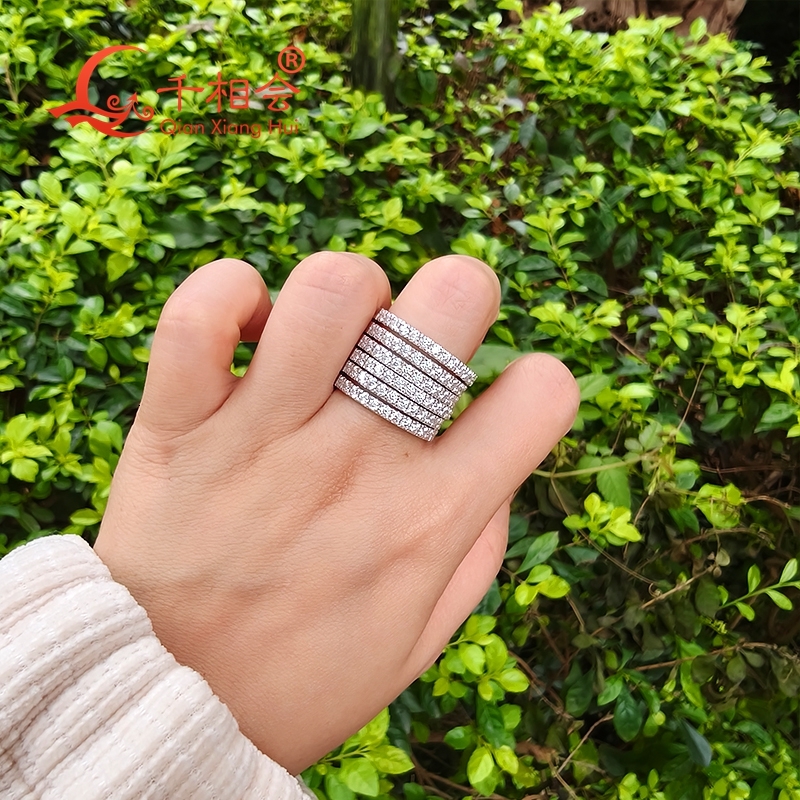 16.5mm wide 2mm six moissanite S925 silver ring perfect for men/women wedding dating gifts or fine jewelry.