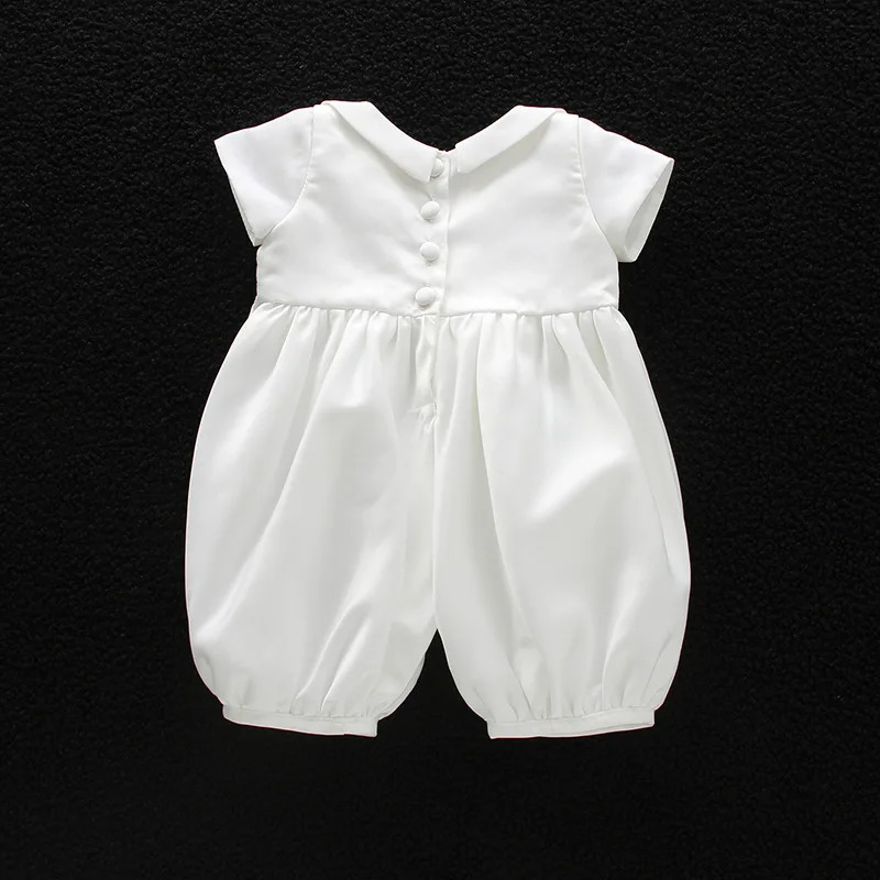 baby boy clothes white baptism baby romper set with hat turndown collar born first christmas boy birthday clothing 3-24M 250320