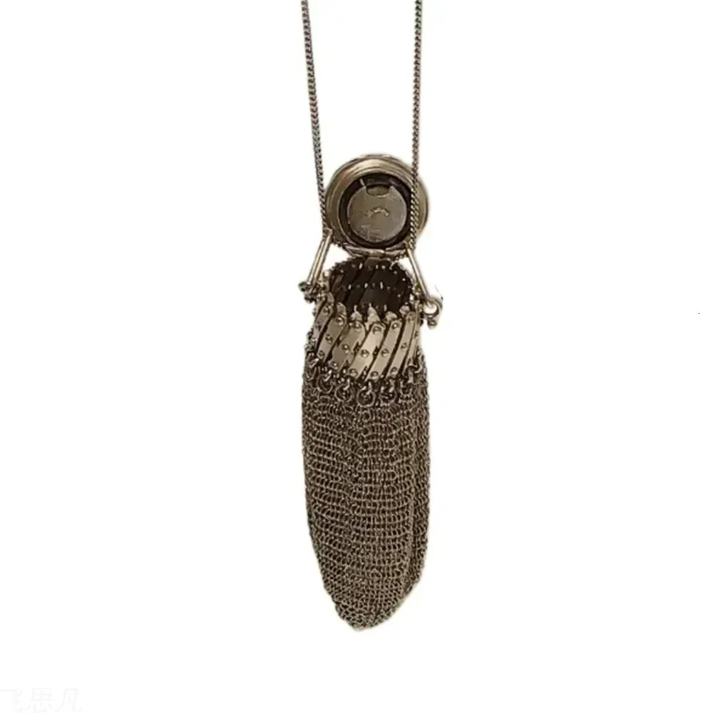 Metal Coin Collection Bag Handmade 1920s English Coin Purse Chain Nail Vintage Shrink Coin Purse Double Mesh Bag R250321