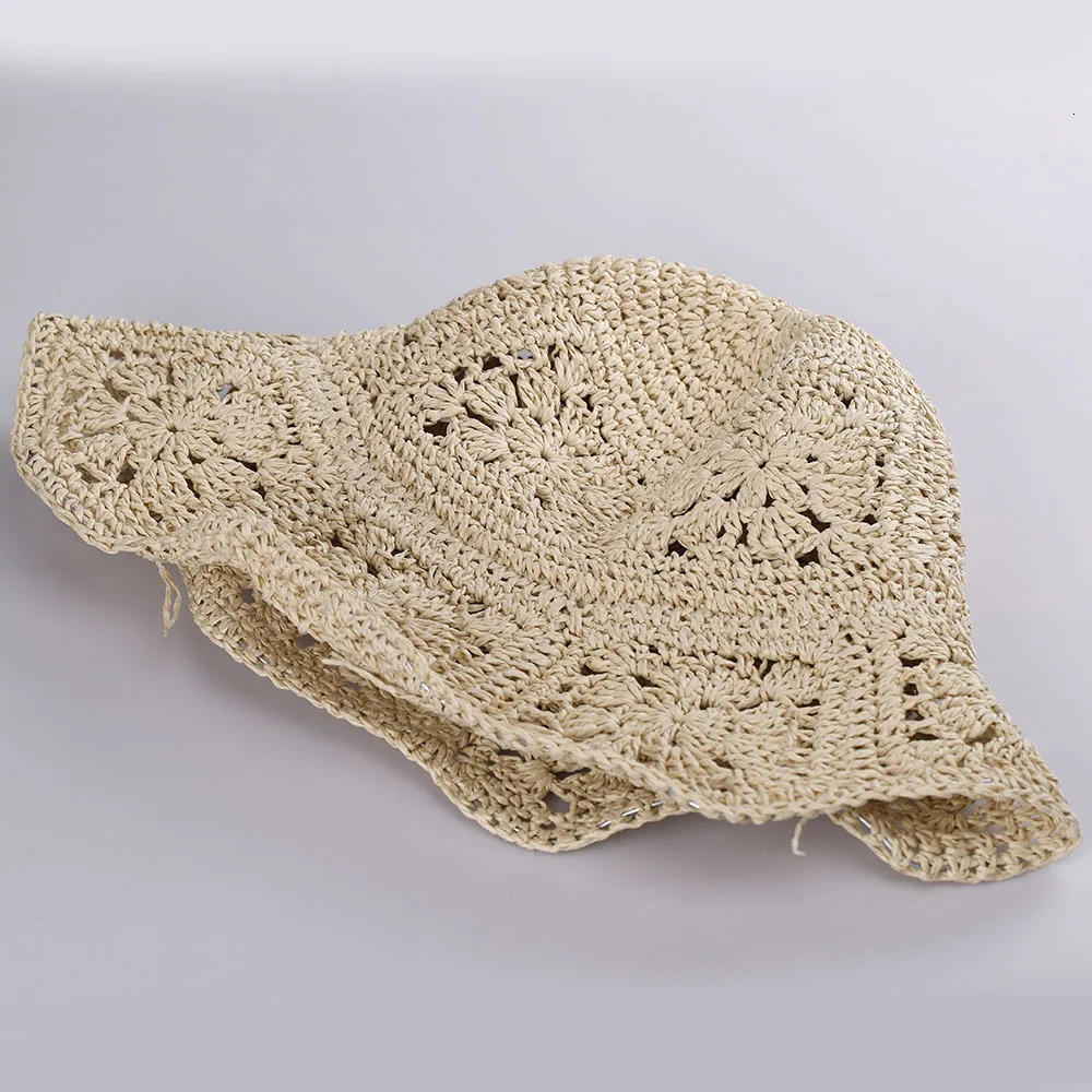 Womens straw hat crochet hat bucket hat UV protective hat womens sun hat womens foldable sun hat 250320