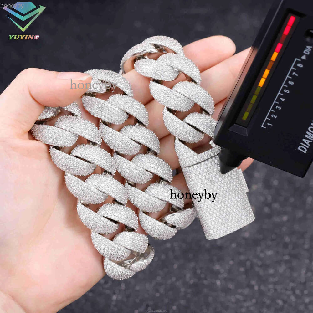 Heavy weight Cuban Solid sier iced out 5rows 6rows VVS moissanite dia chain k for mens hiphop jewelry daily life