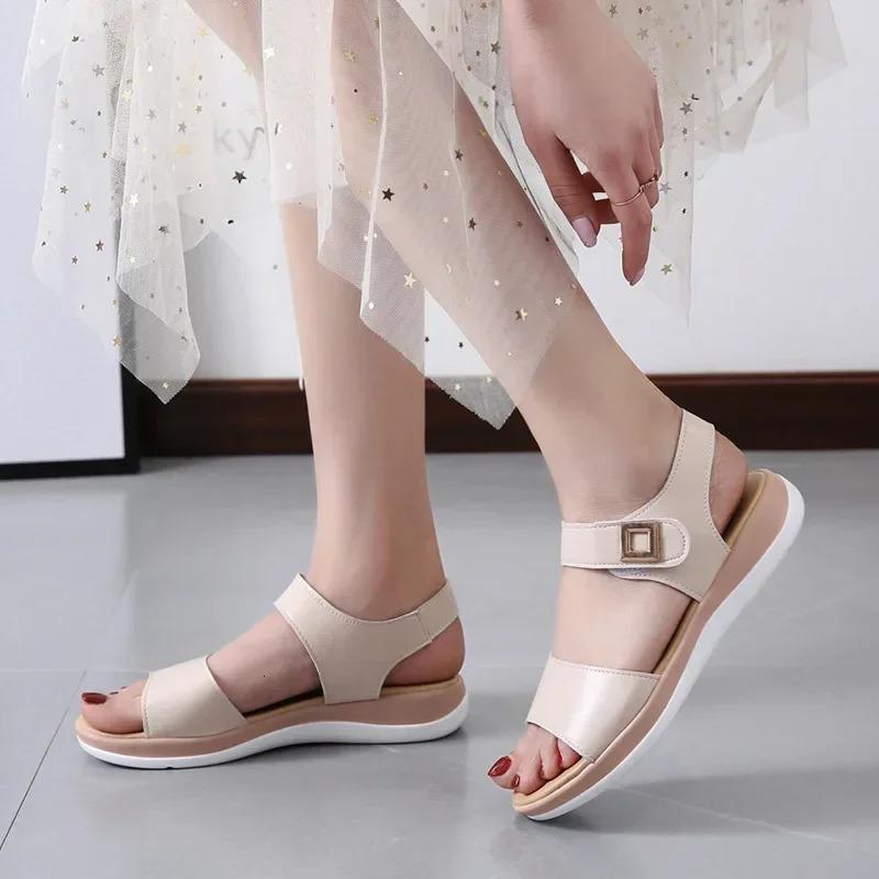 Women Sandals Comfy Roman Wedge Low Heels Beach Shoes Retro Womens Fashion 250321BJ - view 3