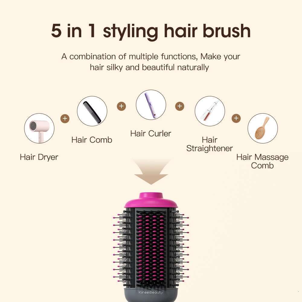 Kinseibeauty Dryer And Straightening 2In1 Ion Straightener Hair Electric Hot Air Brush Anti-Ig Blower