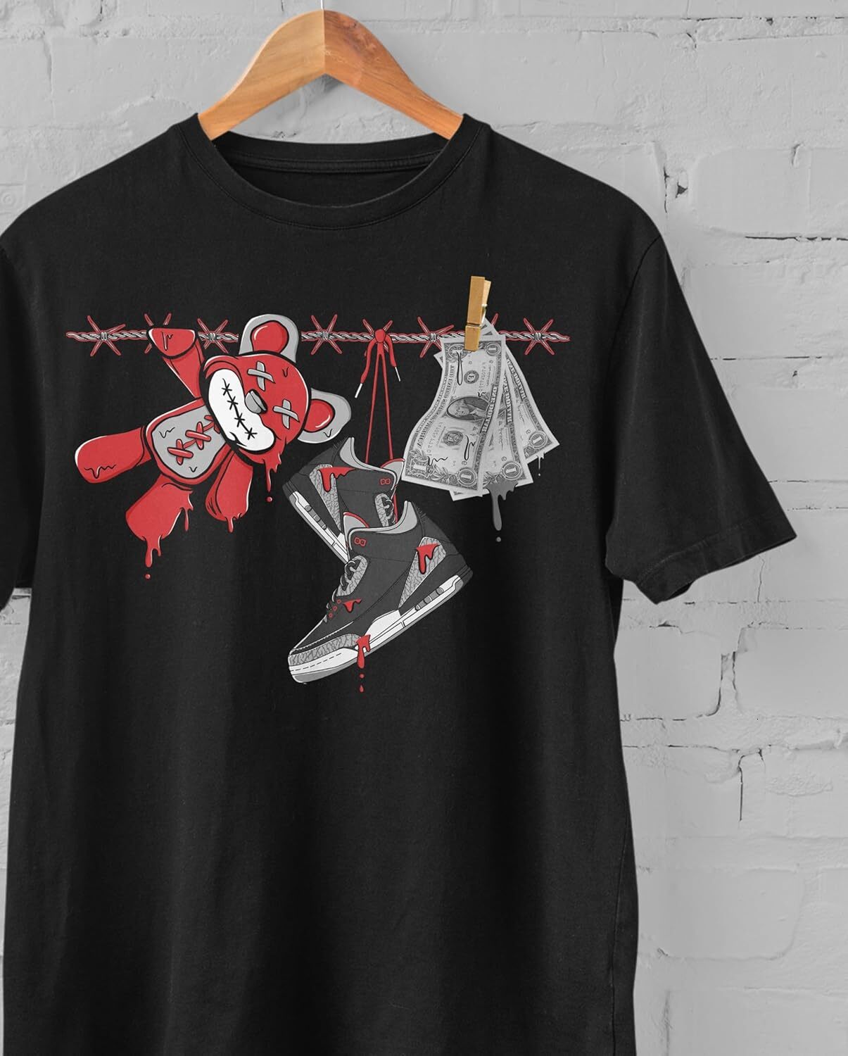 T shirt for Mens AJ 3 Black Cement 3s OG 2024 Shirt, Shoes Drip, Shirts Match Sneakers 2D Sneaker Graphic Tee Casual Tops Clothes Short sleeve