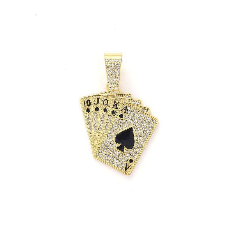 Hip hop niche street rap poker pendant, environmentally friendly alloy Cuban necklace, men's necklace