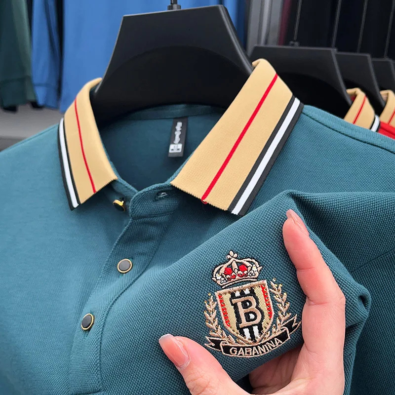High end mens polo shirt autumn item lapel B letter embroidered long sleeved British business classic Tshirt 250320