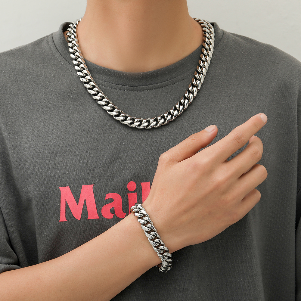 8/14mm High-Grade Heavy Stainless Steel Cuban Link Chain Necklace Mens Hip Hop Rock Choker Jewelry 7-26inch Drop Shipping
