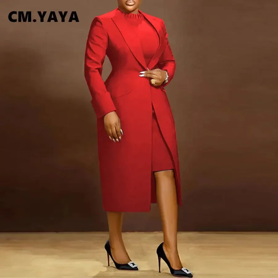 CM. YAYA Womens Full Set Long Sleeve JacketLong Skirt Set Winter Street Clothing Two Piece Set African OL Work Clothes 250318
