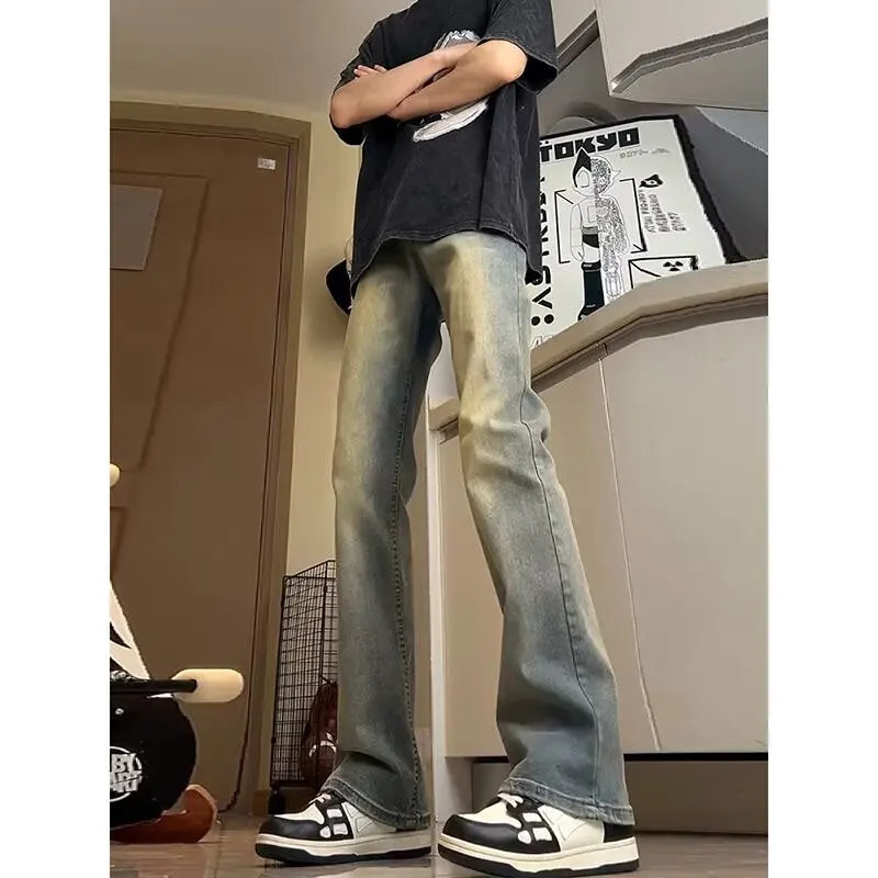 Mens Jeans Trouser Luggage Y2k Pants Denim Shorts Clothing Shining Goods Wide Legs 250312