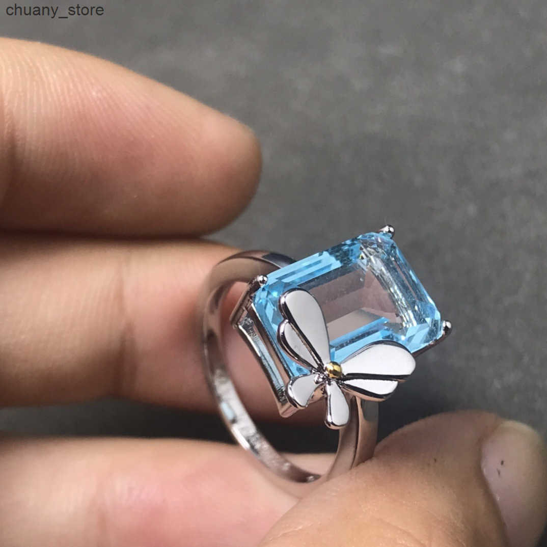 Solitaire Ring New Ladybug Butterfly Ring Womens Sea Blue Treasure Zircon Fashion Ring Rings ins z250321