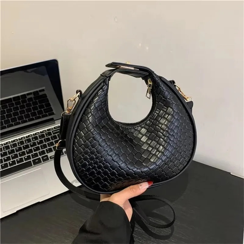 PU Leather Shoulder Bag Fashion Solid Color Lattice Crossbody Small Ladies Trend Handbags 250317