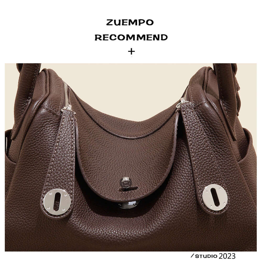 Women's Bags Genuine Leather Mini Lindi Women's Ebony Color, High-End Feeling, Doctor's New Single Shoulder Armpit Bag, Pillow Bag