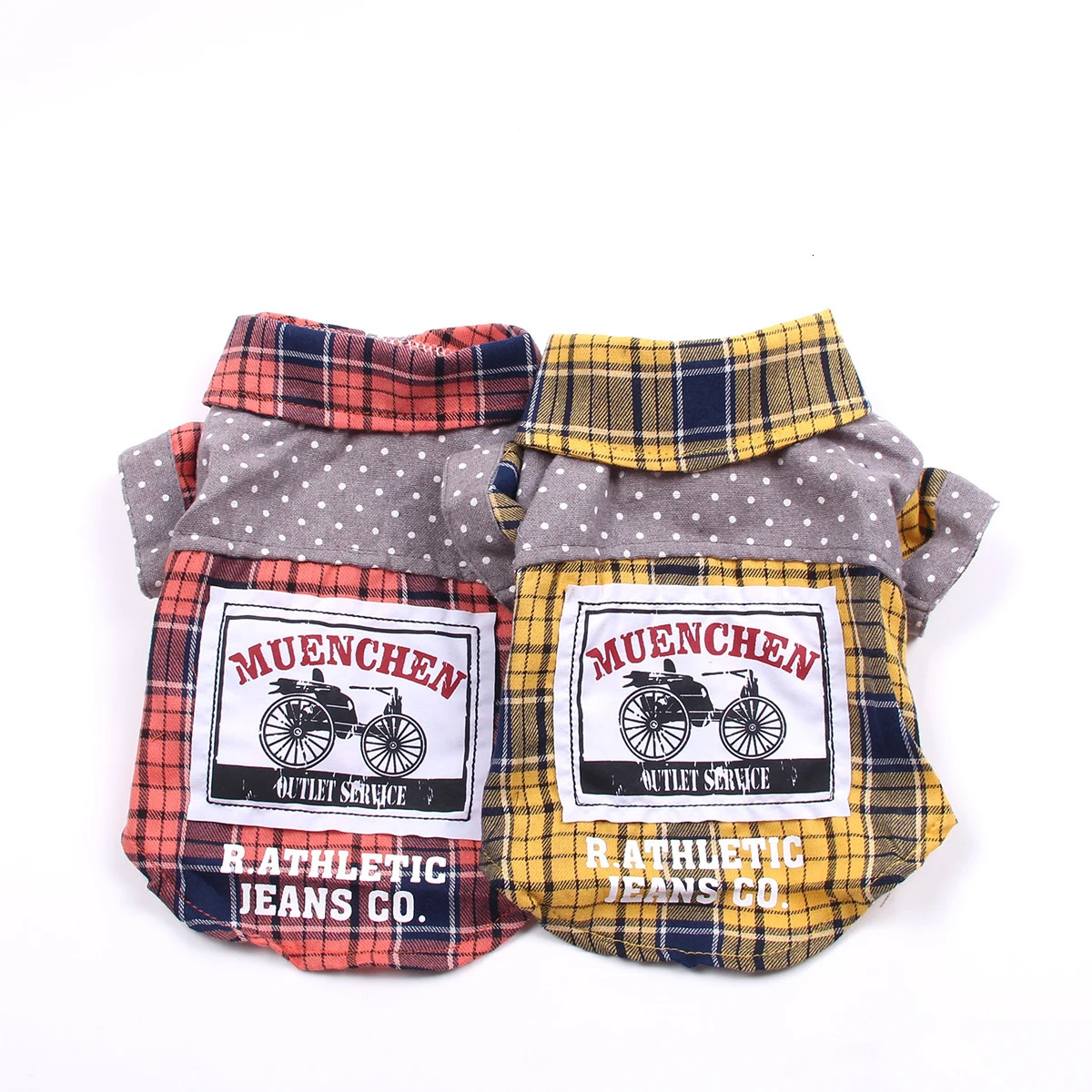 Dog Pet Shirt Plaid Bike 100% Cotton Cat Puppy Shirts Spring/Summer Clothes Apparel 250318