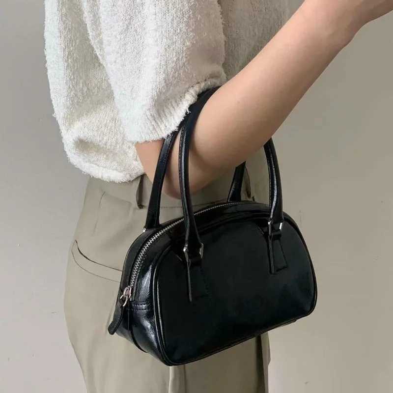 2024 Korean luggage niche brand suede womens bag oil wax cowhide shell bag hand cross body bag womens bag wallet and handbag Y250320