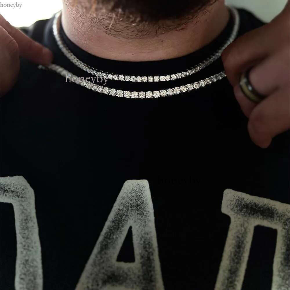 Jewelry designer hip hop necklace 2mm 3mm 4mm 5mm ice dia sterg sier Moissanite tennis bracelet