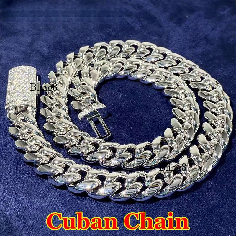PureNew 12/14mm Unisex Cuban Necklace Hip Hop Trendy Brand Twist Popular Men's Moissanite Chain