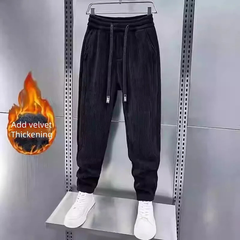 Mens plus size mens winter clothing loose pants gym Trouser sports tracking goods brush 250320