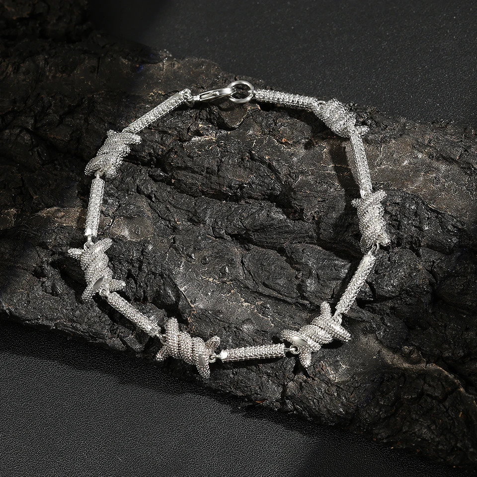 designer bracelet women luxury jewelry Hiphop/Rock Rattan Thorns Chain Bracelets For Men Fashion Silver Color Metal Wristlet Link Party Jewelry Gifts  - view 3
