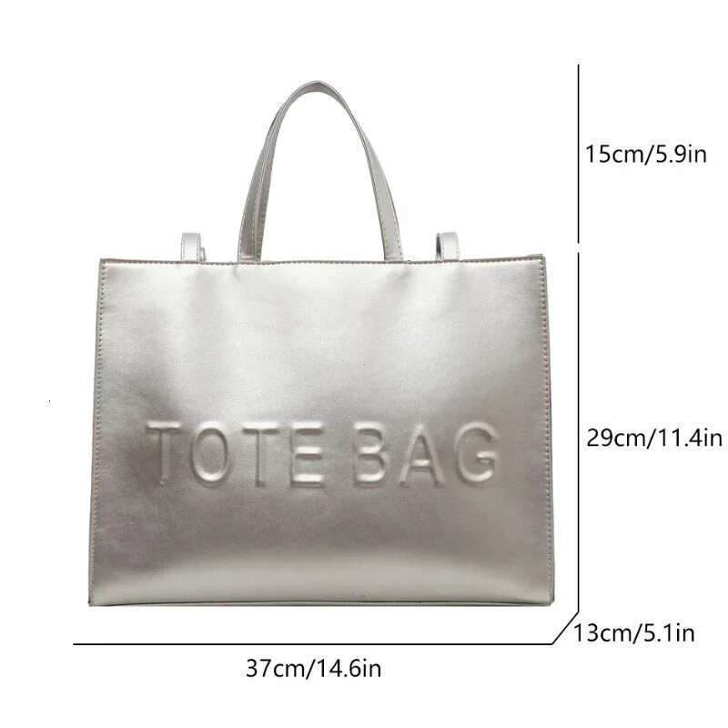 2025 Large Capacity Fashionable Tote With Letter Print Fashion Solid Color Simple Crossbody Casual Women Handbag Shoulder Bag