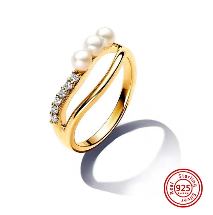 New 925 Sterling Silver Classic Pearl Star Moon Ring Sparkling Butterfly Zircon Rings For Women Jewelry Gift for Friend Fashion jewellry wholesale