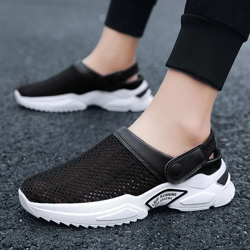 Platform Sandals Designer Mesh Mules Breathable Padded Beach Slippers 2024 Slip On Lightweight Men Sneakers
