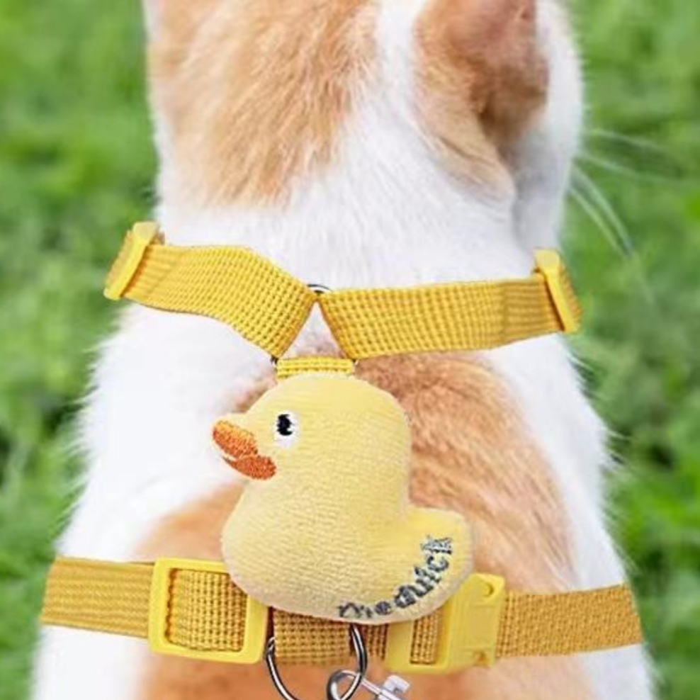 Cartoon Duck Dog Harness and Leash Set Adjustable Puppy Collar Strap Pet Cat Harness Vest for French Bulldog Walking Accessories