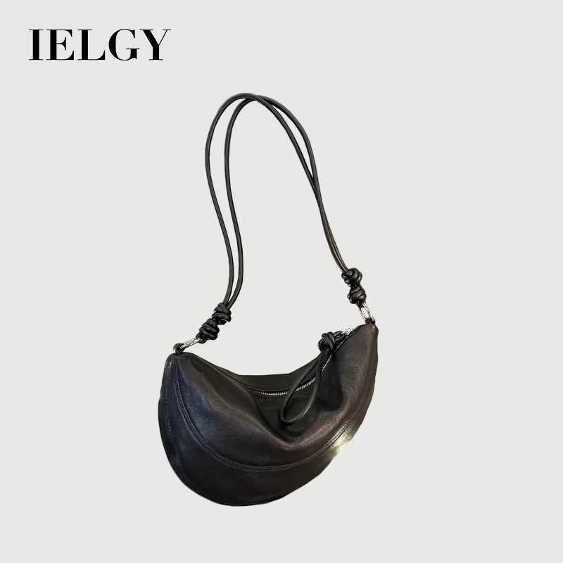 IELGY high-end casual multi shoulder cross body soft leather cream bottom bag Y250320