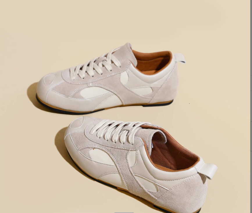 Leather soft sole non tiring foot German training for women 2025 new red single versatile sports and leisure Forrest Gump shoes