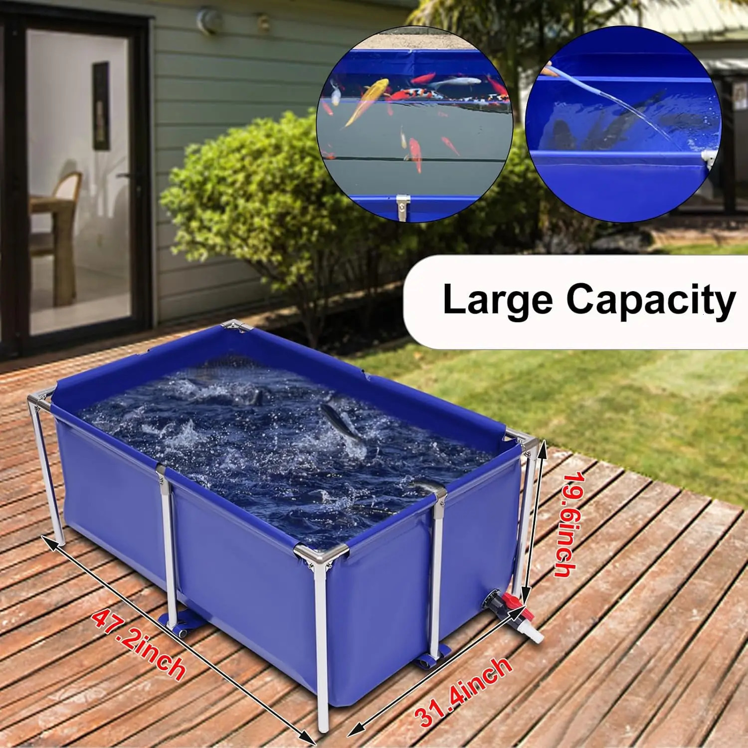 Foldable Fish Pond Tank Aquarium Canvas Small Above Ground Koi Goldfish Breeding Pondtank Indoor Outdoor 250318