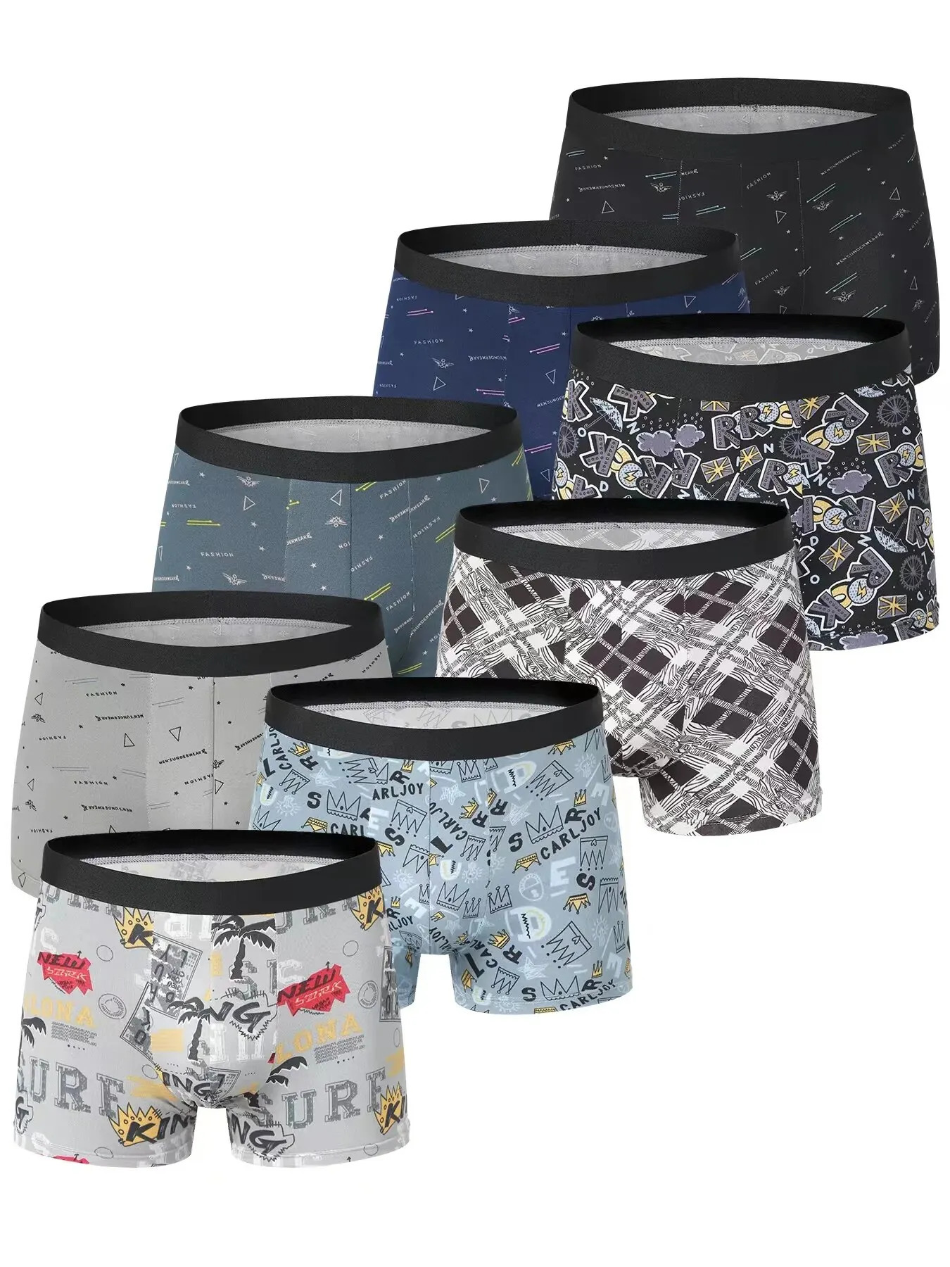 4 packs of mens fashionable printed boxer underwear in European and American sizes comfortable swim dry oversized shorts 250320