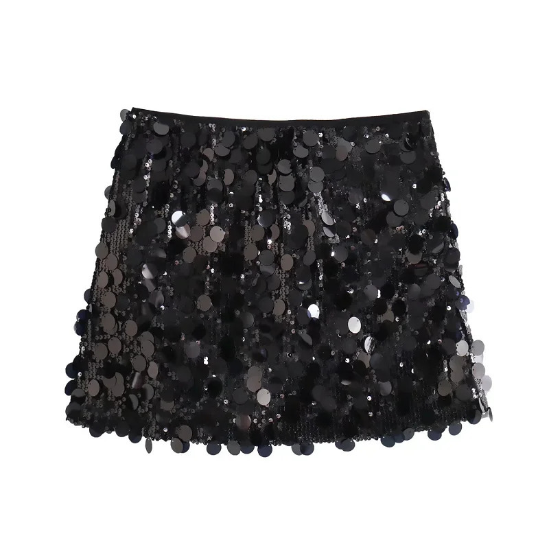 TRAF Short Skirts Women Spring Summer Autumn Sexy Elegant Party Mini Skirt Ladies Fashion Casual Sequined Skirt For Female 250320