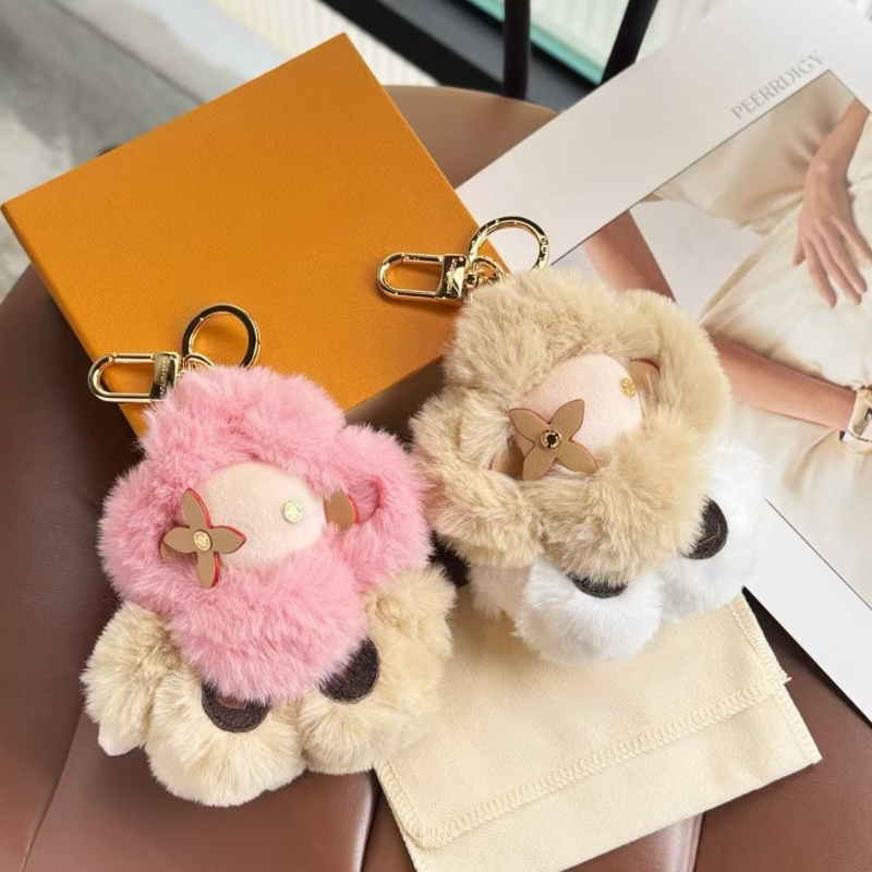 Designer keychain Pink plush doll cute keychain Fashion charm women Men Keychain Classic brand luxury keychain bag lanyard High quality gifts